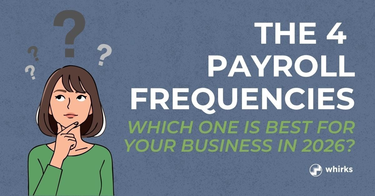 Illustrated payroll guide graphic featuring a business owner considering options with text reading, 