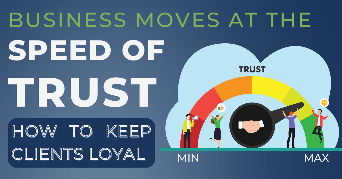 Business trust meter showing client relationship indicator and levels with headline, 