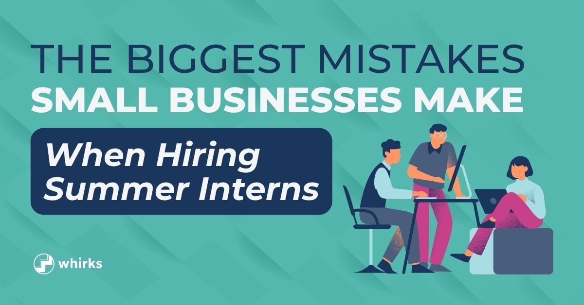 Illustrated small business hiring graphic with text reading, 