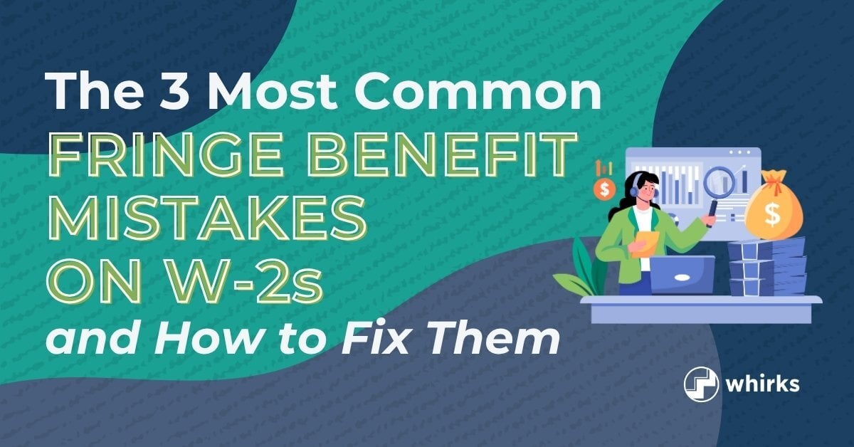 An illustrated person sits at a desk reviewing payroll documents with a magnifying glass, surrounded my money icons. Text on the image reads, 