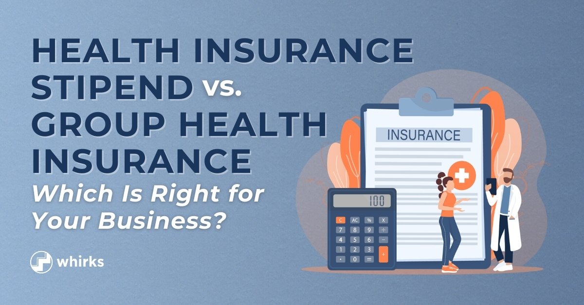 Illustration of a calculator, insurance form, and two people beside text, reading 
